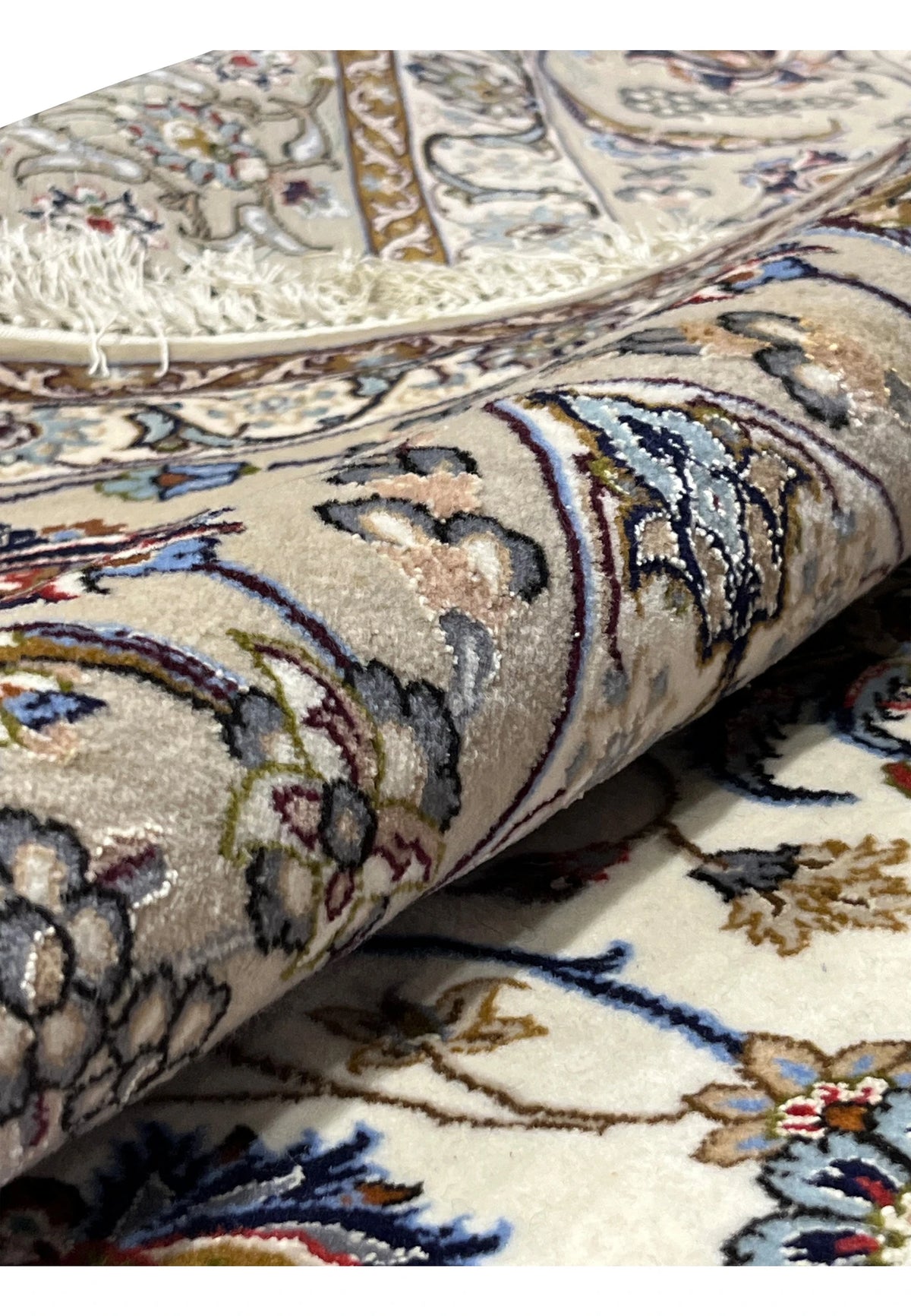 Hand Knotted Persian Isfahan Wool and Silk Medallion Rug