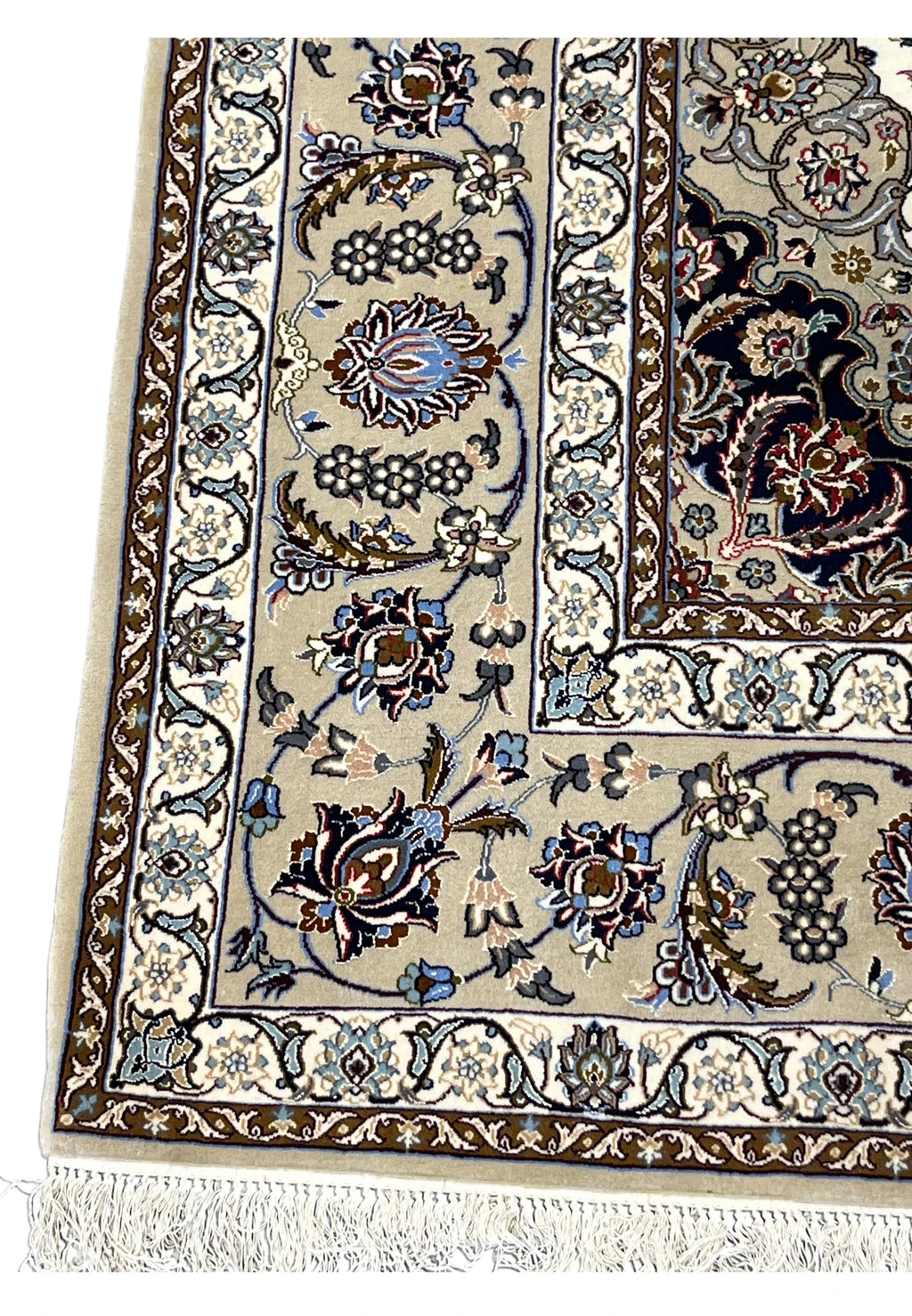 Hand Knotted Persian Isfahan Wool and Silk Medallion Rug