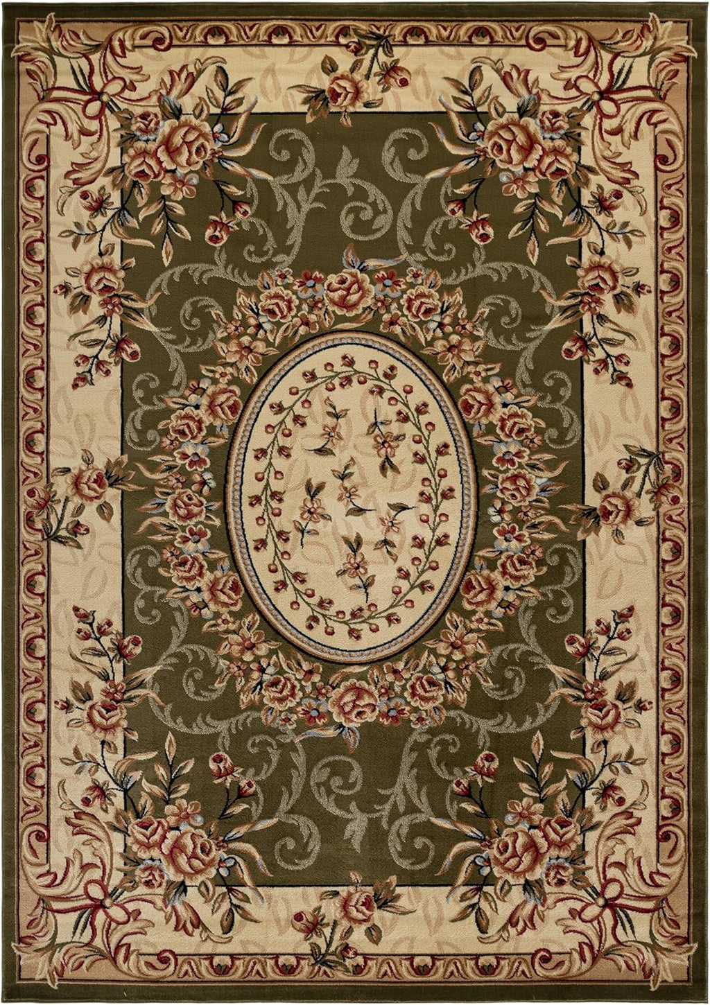 Olive Green Hand Tufted Wool Rug