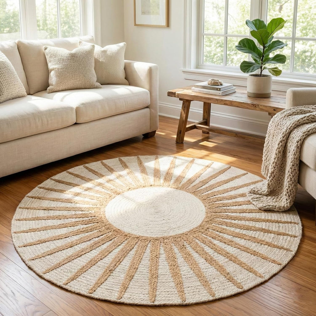 Sunburst Handwoven Round Jute Rug
