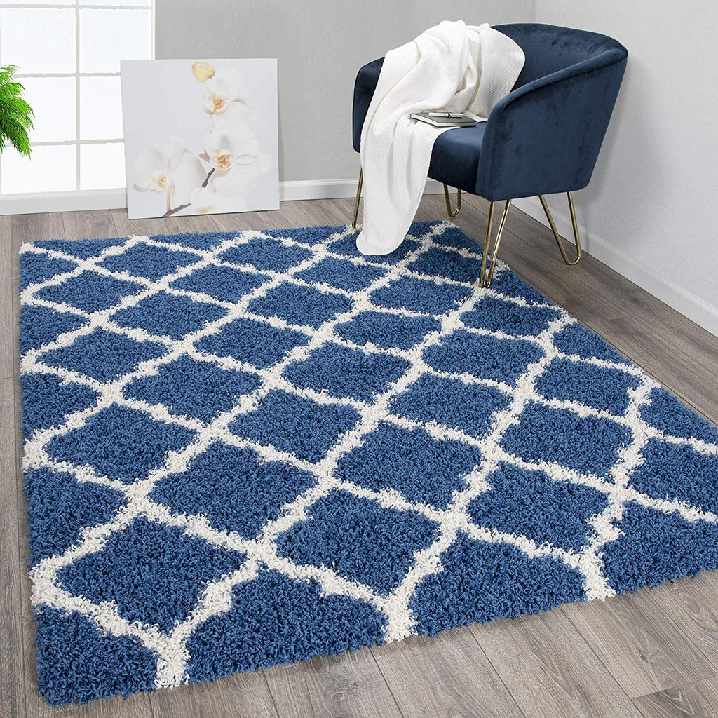 Contemporary Lattice Blue Carpet & Rug