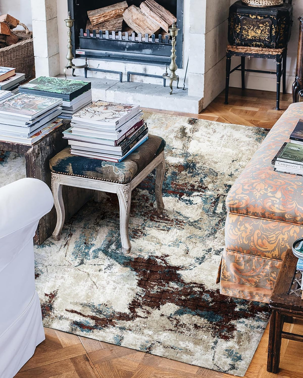 Modern Textured Blue Rugs
