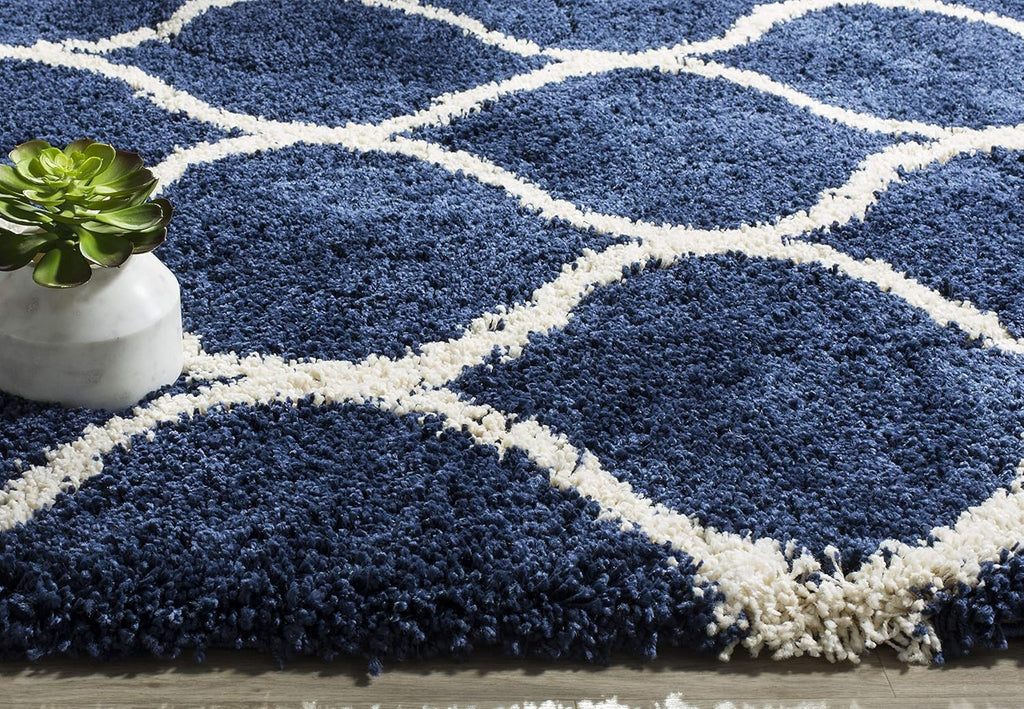 Ultra Soft Navy Trellis Carpet & Rug