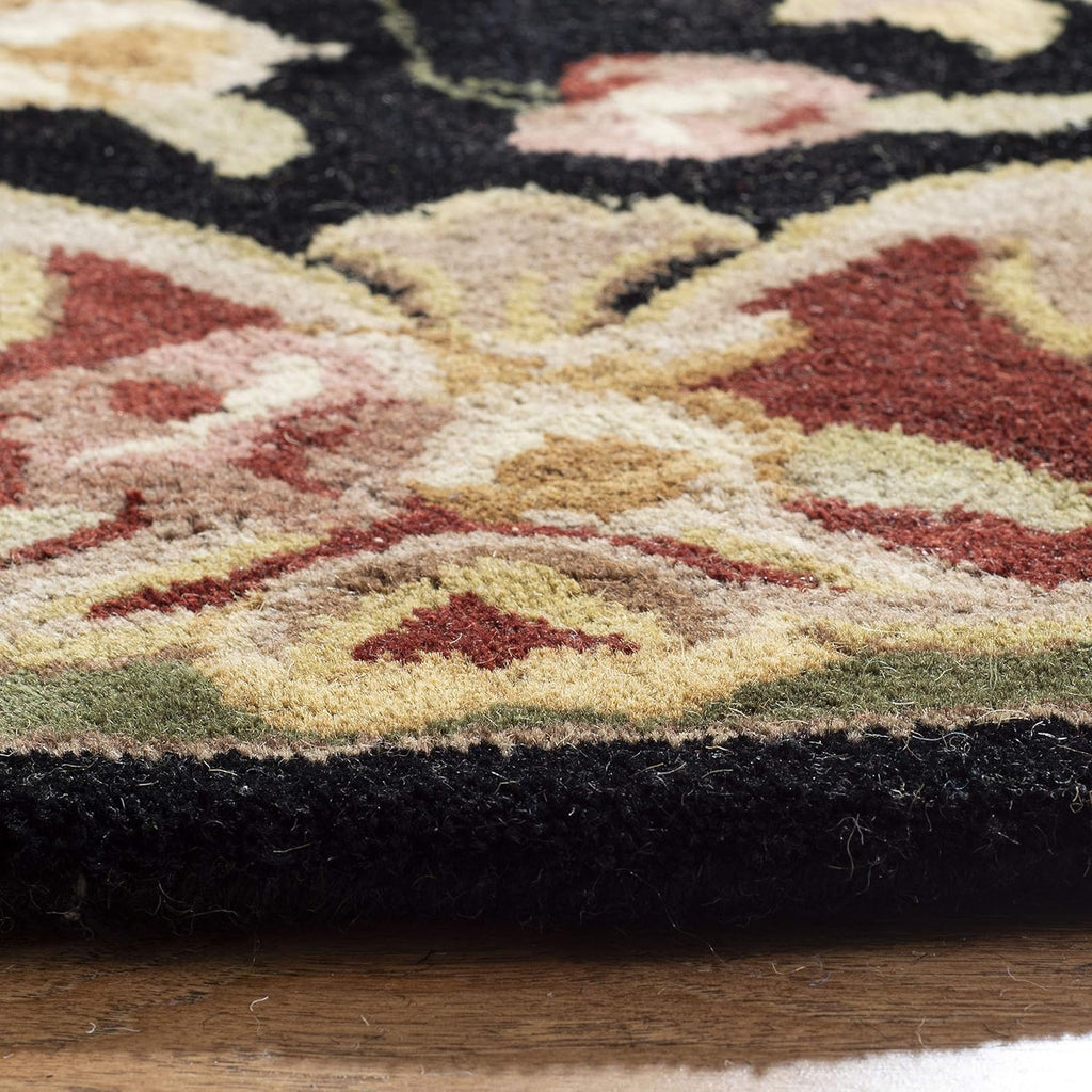 Export Quality Handmade Woollen Round Carpet – Timeless Floral Elegance