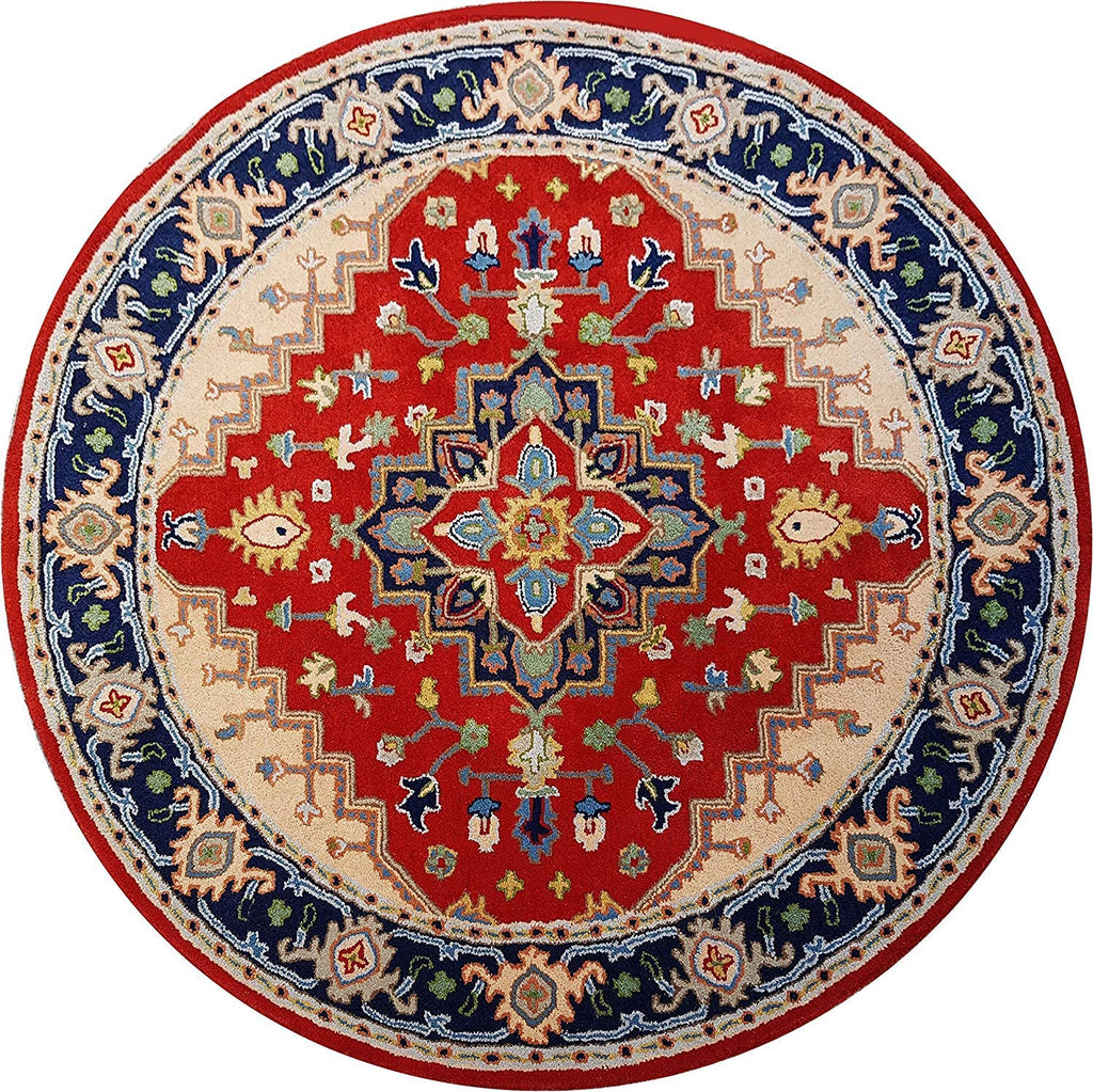 Export Quality Handmade Floral Woollen Round Carpet for Living Room