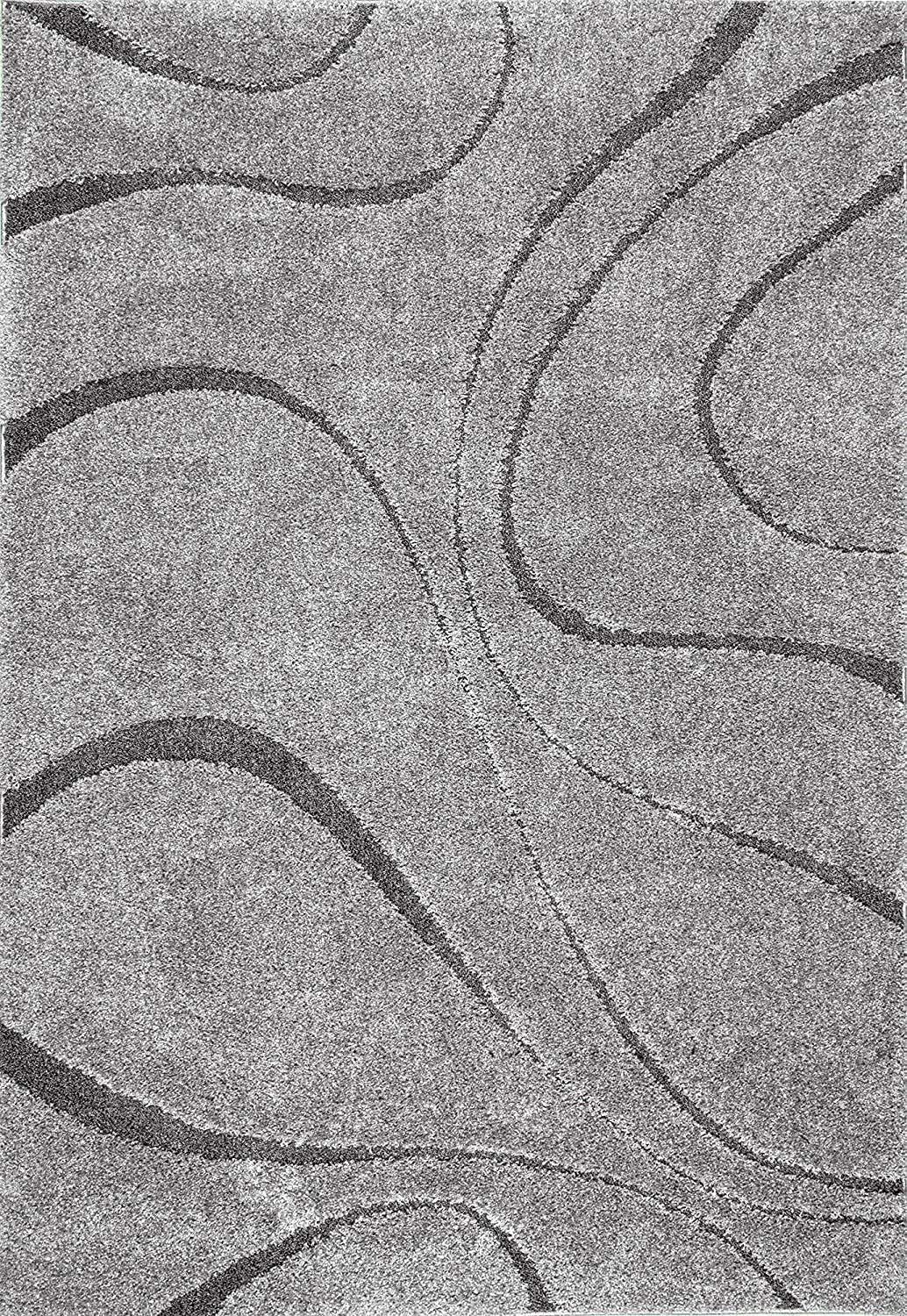 Modern Wave Pattern Grey Carpet & Rug