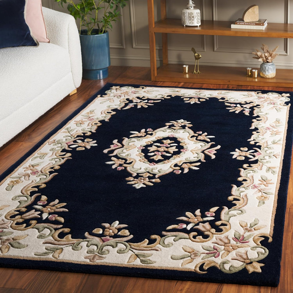 Abushan Black Floral Traditional Rug