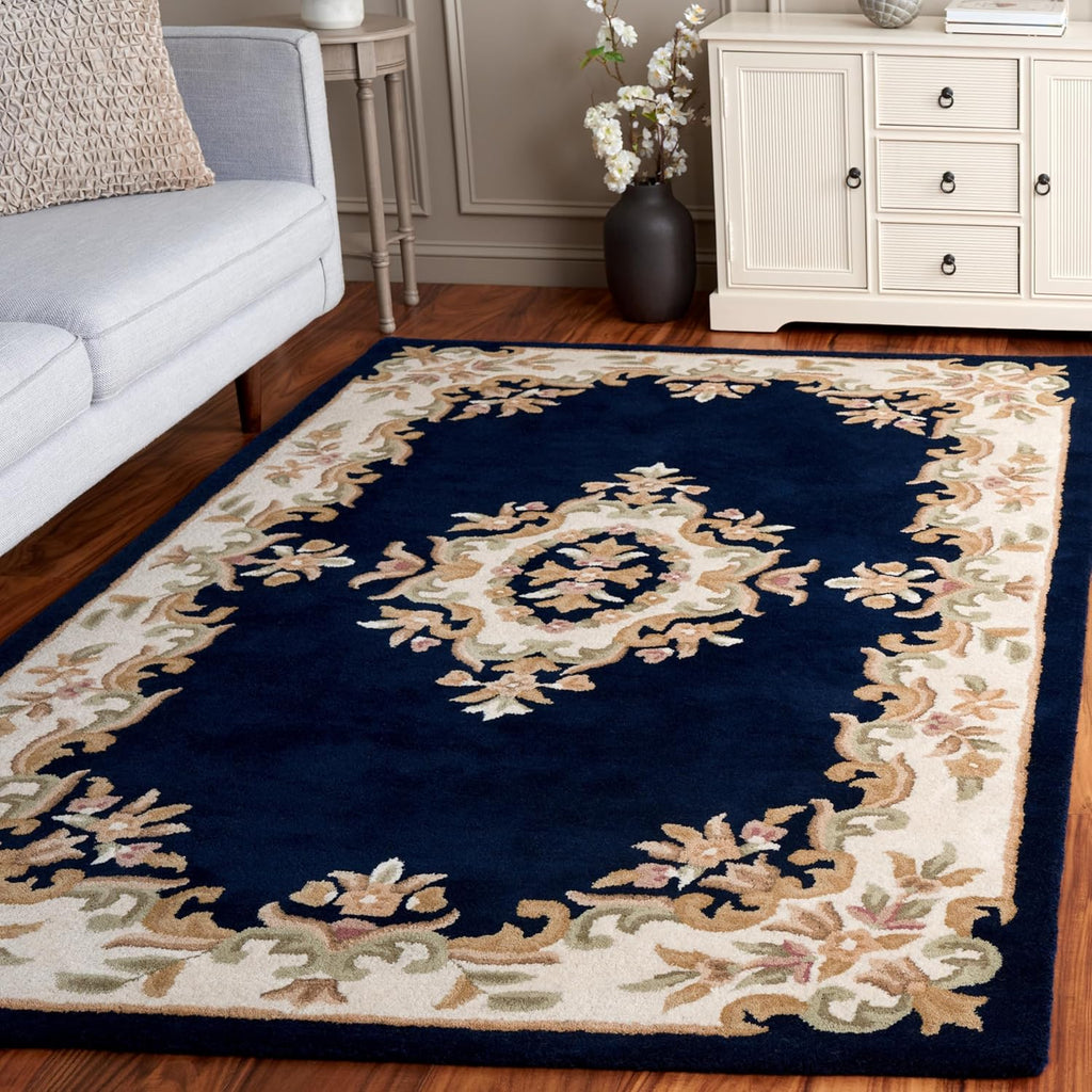 Abushan Black Floral Traditional Rug