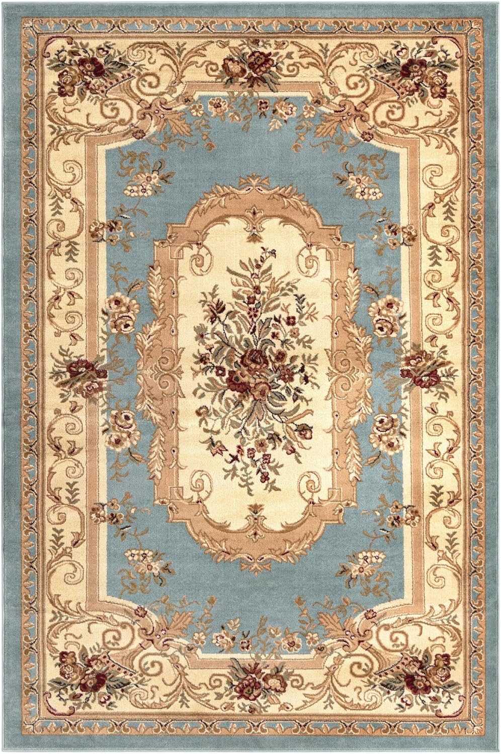 Soft Blue Floral Medallion Rug