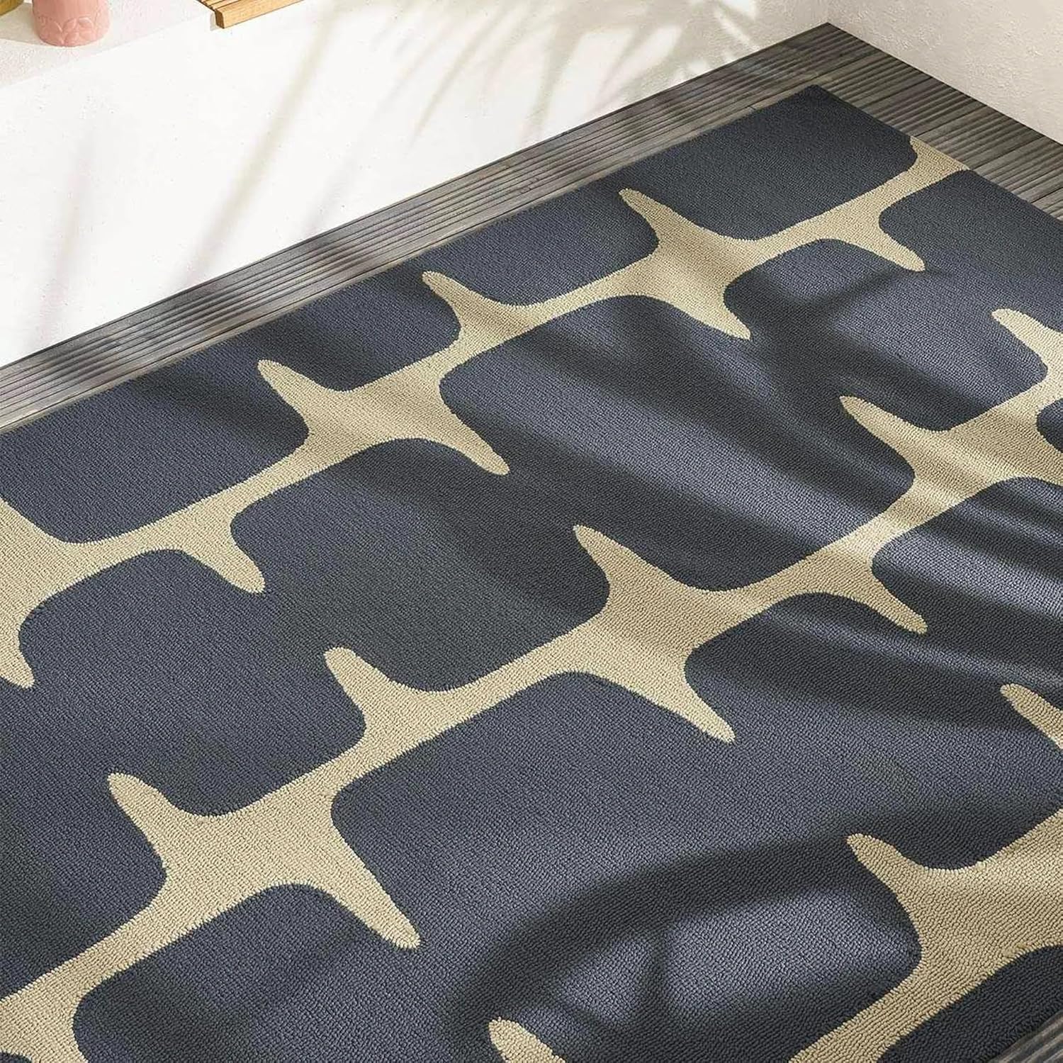 Grey Geometric Patio Area Rug