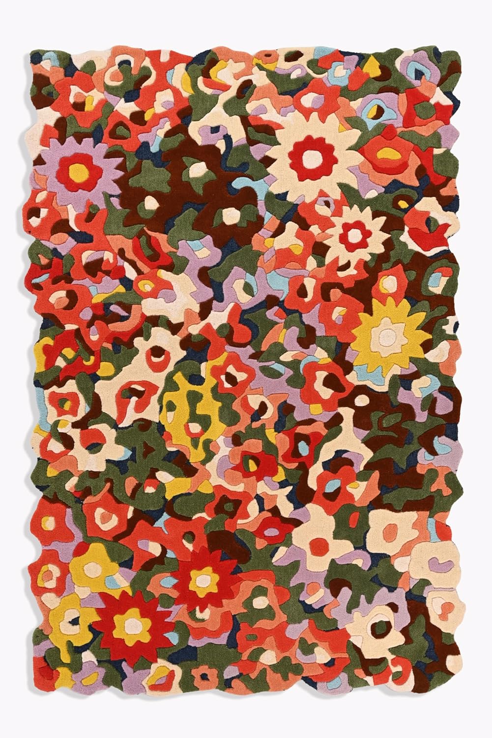 Vivid Retro Floral Mosaic Rug