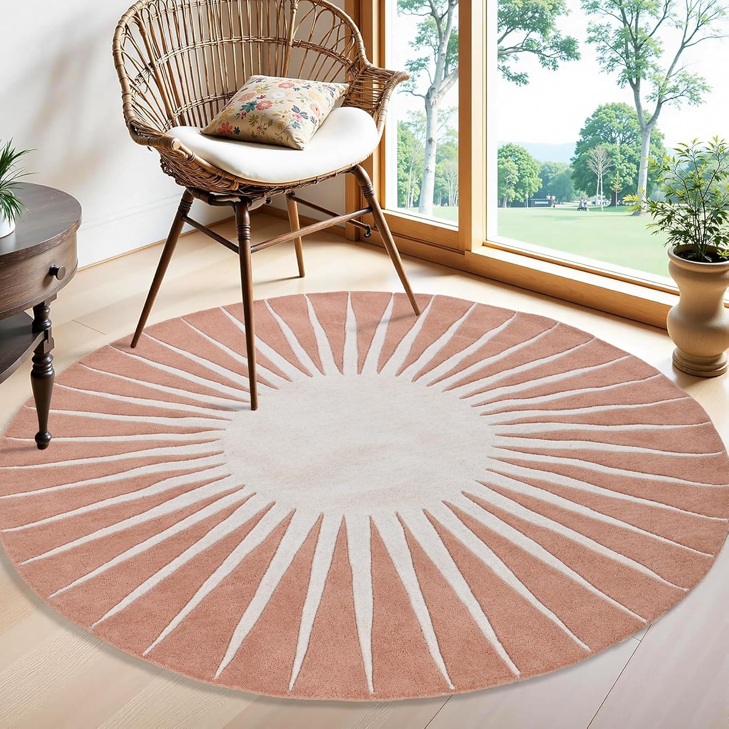 Export Quality Handmade Woollen Round Carpet – Elegant Living Room Floor Rug
