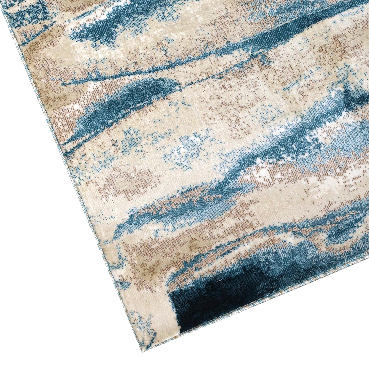 Modern Diagonal Brushstroke Blue Accent Rug