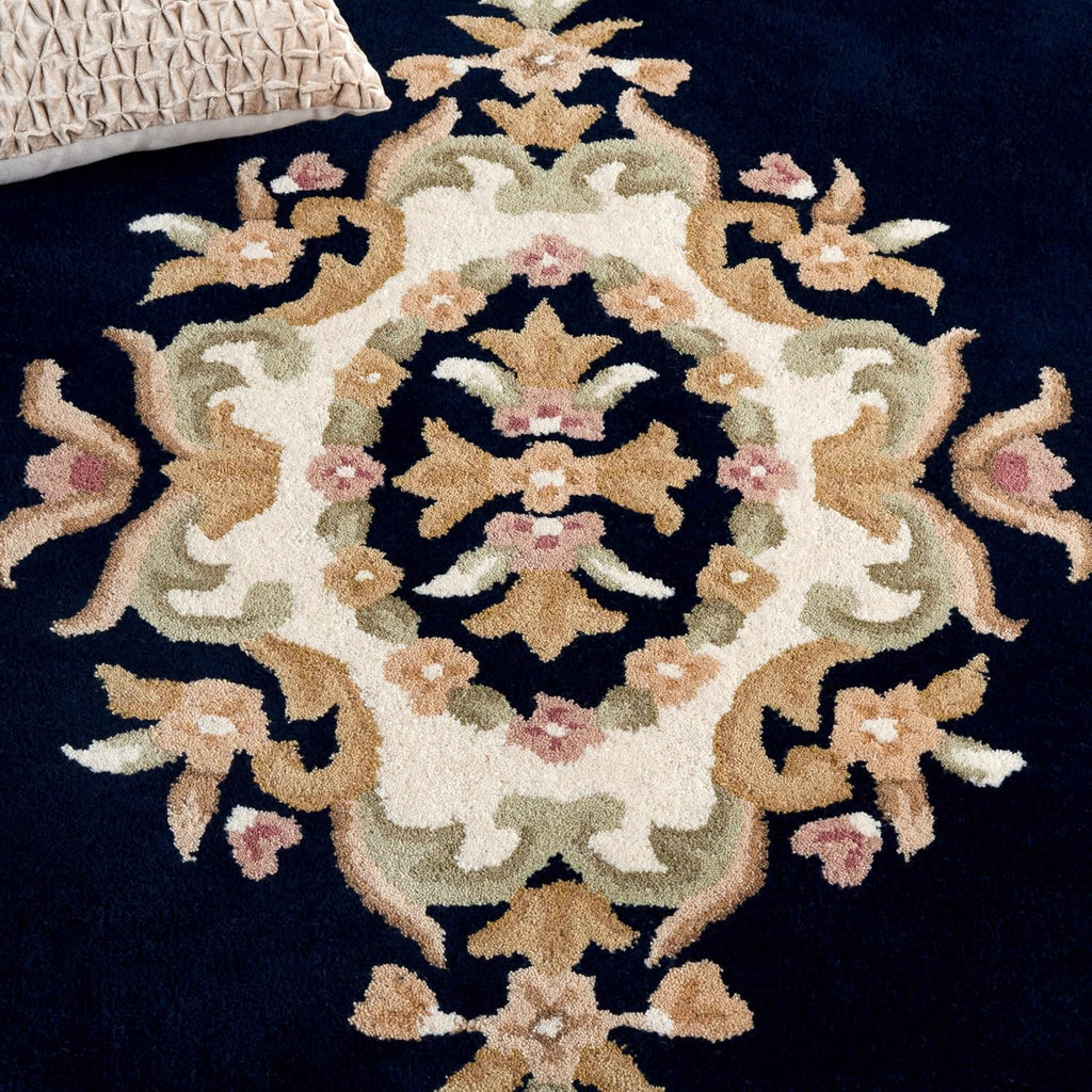 Abushan Black Floral Traditional Rug