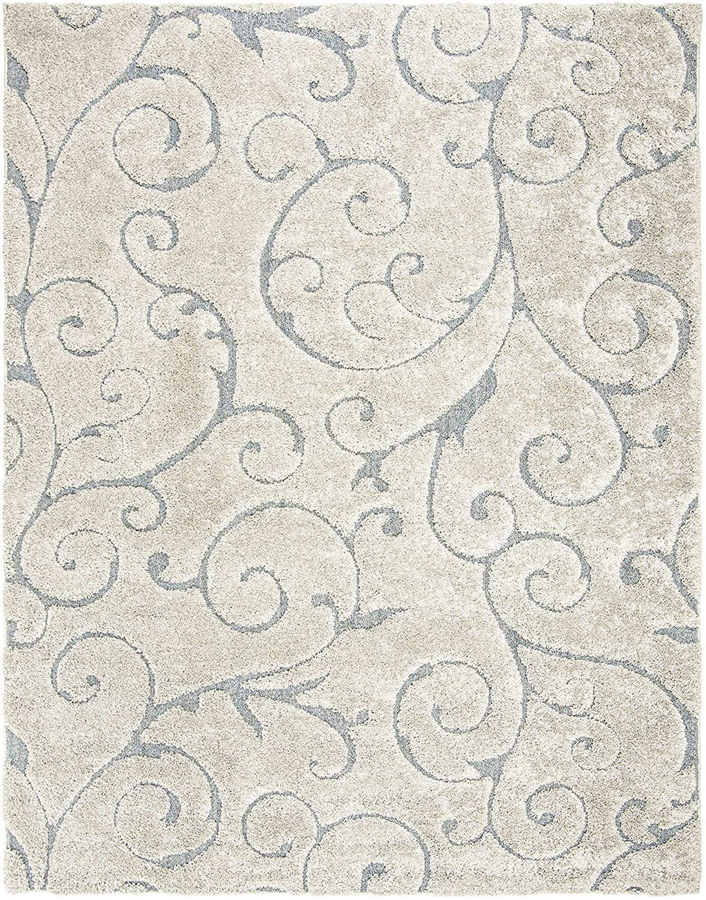 Cream Ornamental Scroll Carpet & Rug