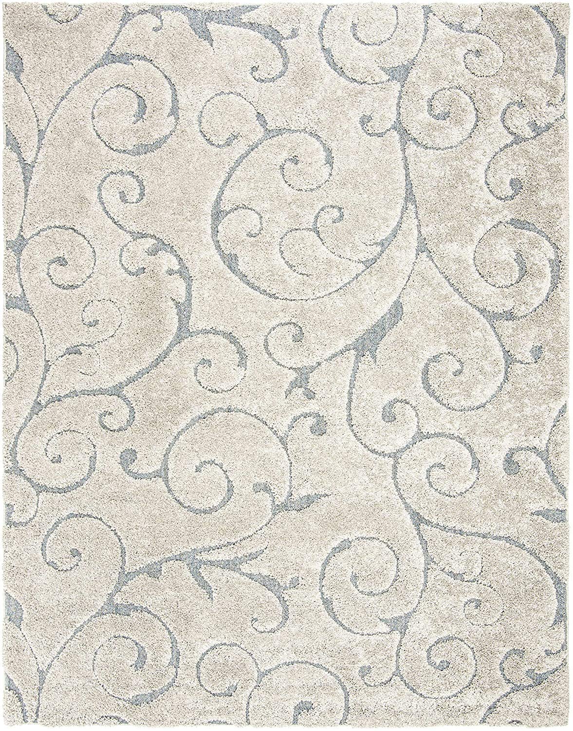Cream Ornamental Scroll Carpet & Rug