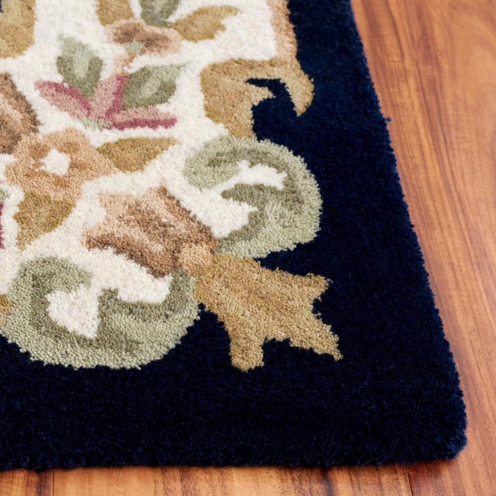 Abushan Black Floral Traditional Rug
