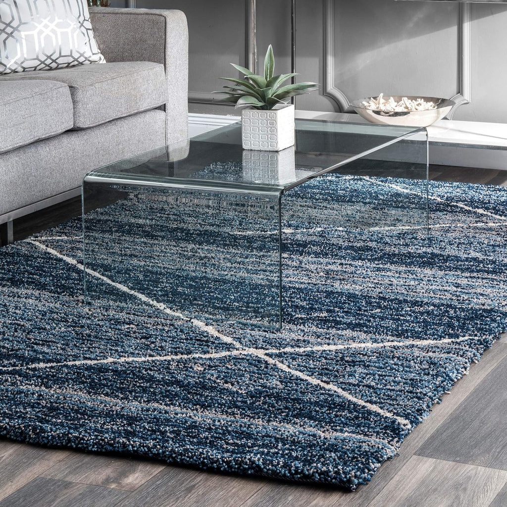 Navy Blue Diamond Trellis Rug