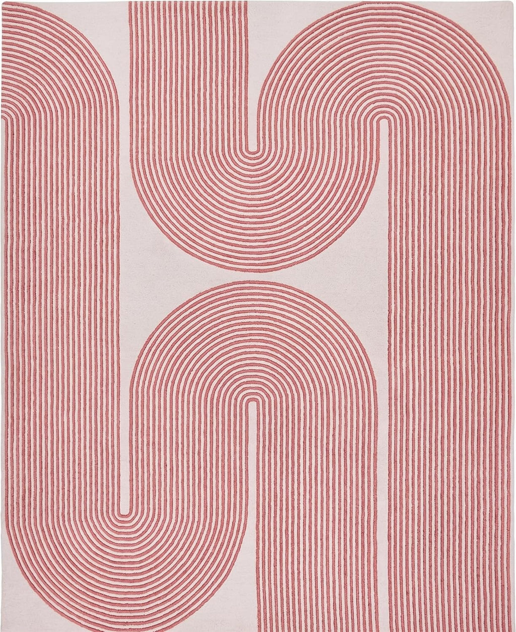 Pink Line Art Contemporary Rug