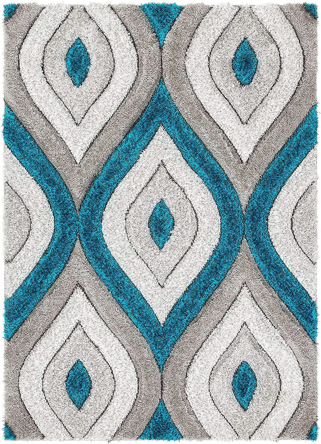 Teal Grey soft Geometric Designer Carpet & Rug