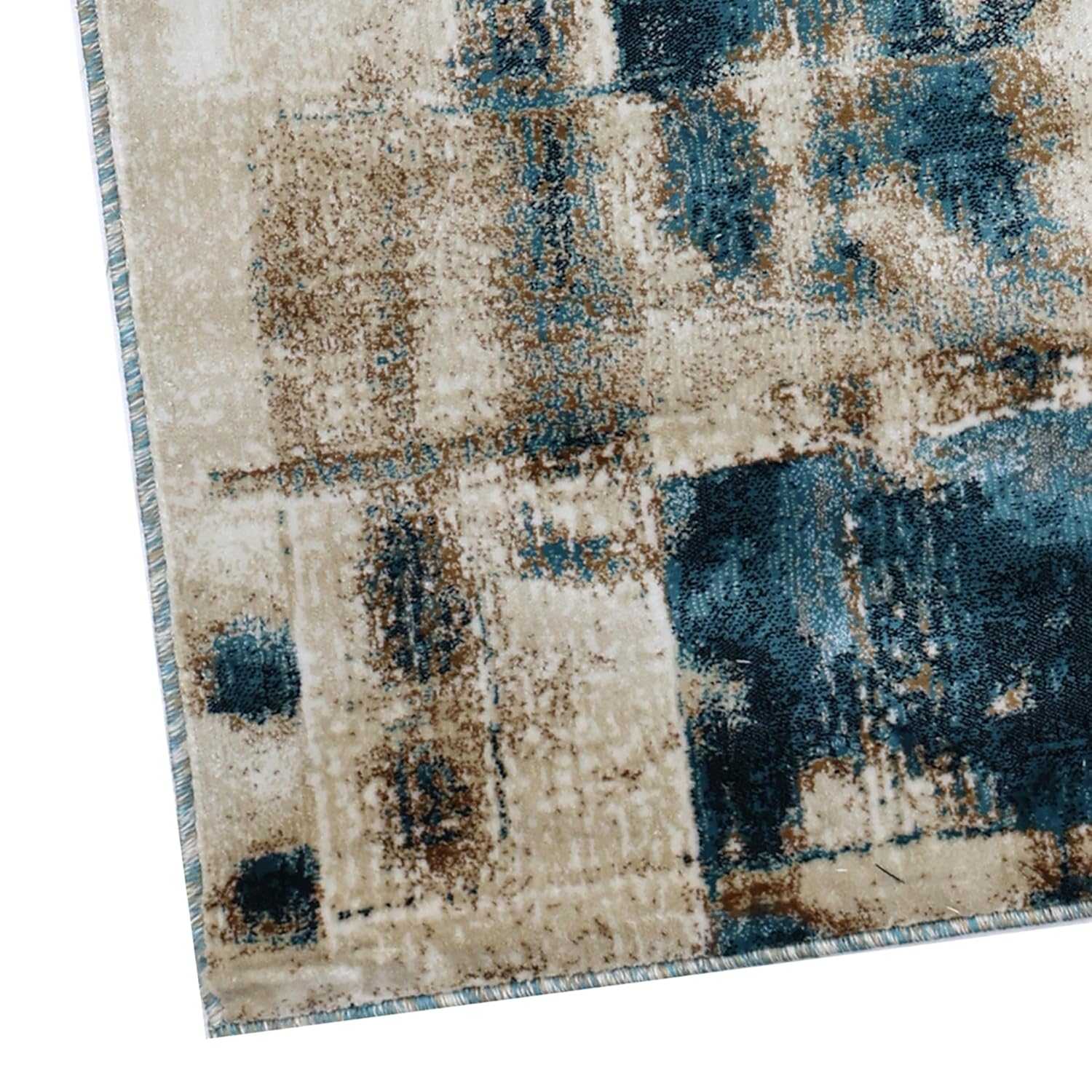 Luxury Abstract Rugs Blue Beige Contemporary Area Rugs