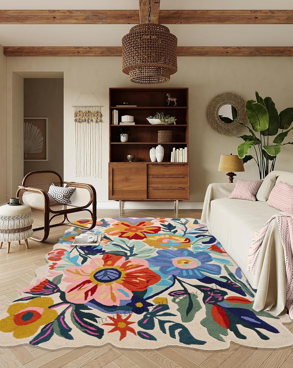 Bloom & Wave Modern Floral Area Rug