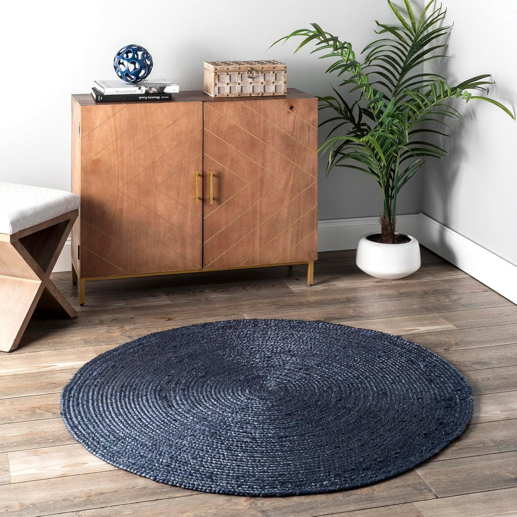 Contemporary Blue Jute Area Rug