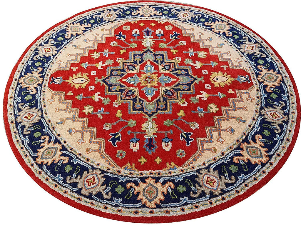 Export Quality Handmade Floral Woollen Round Carpet for Living Room