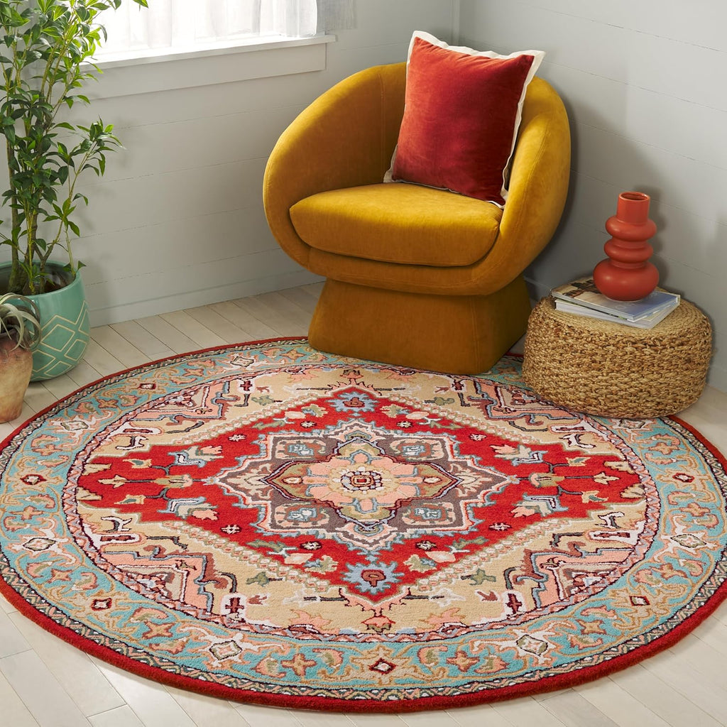 Export Quality Handmade Woollen Round Carpet – Timeless Floral Elegance