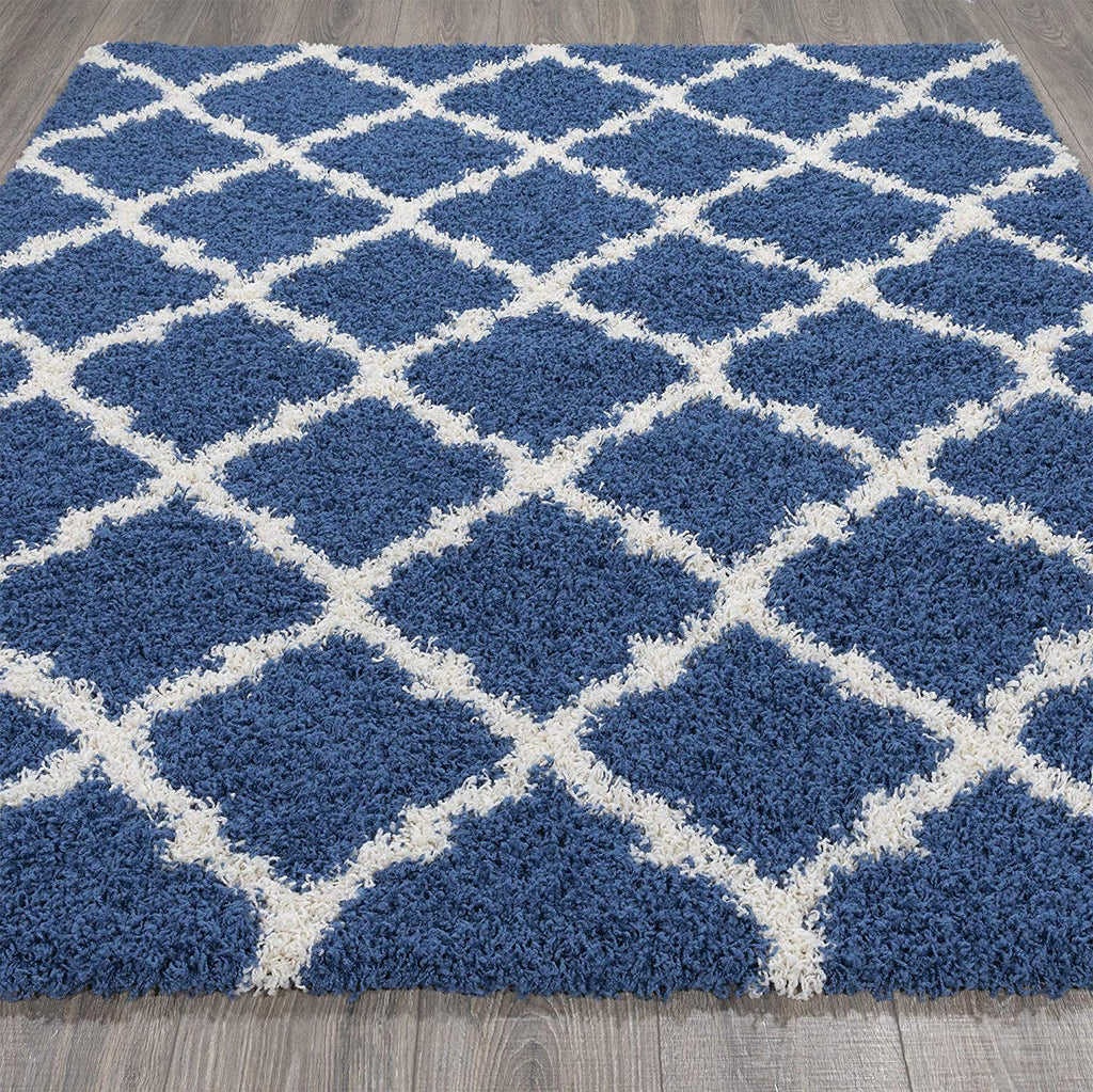 Contemporary Lattice Blue Carpet & Rug