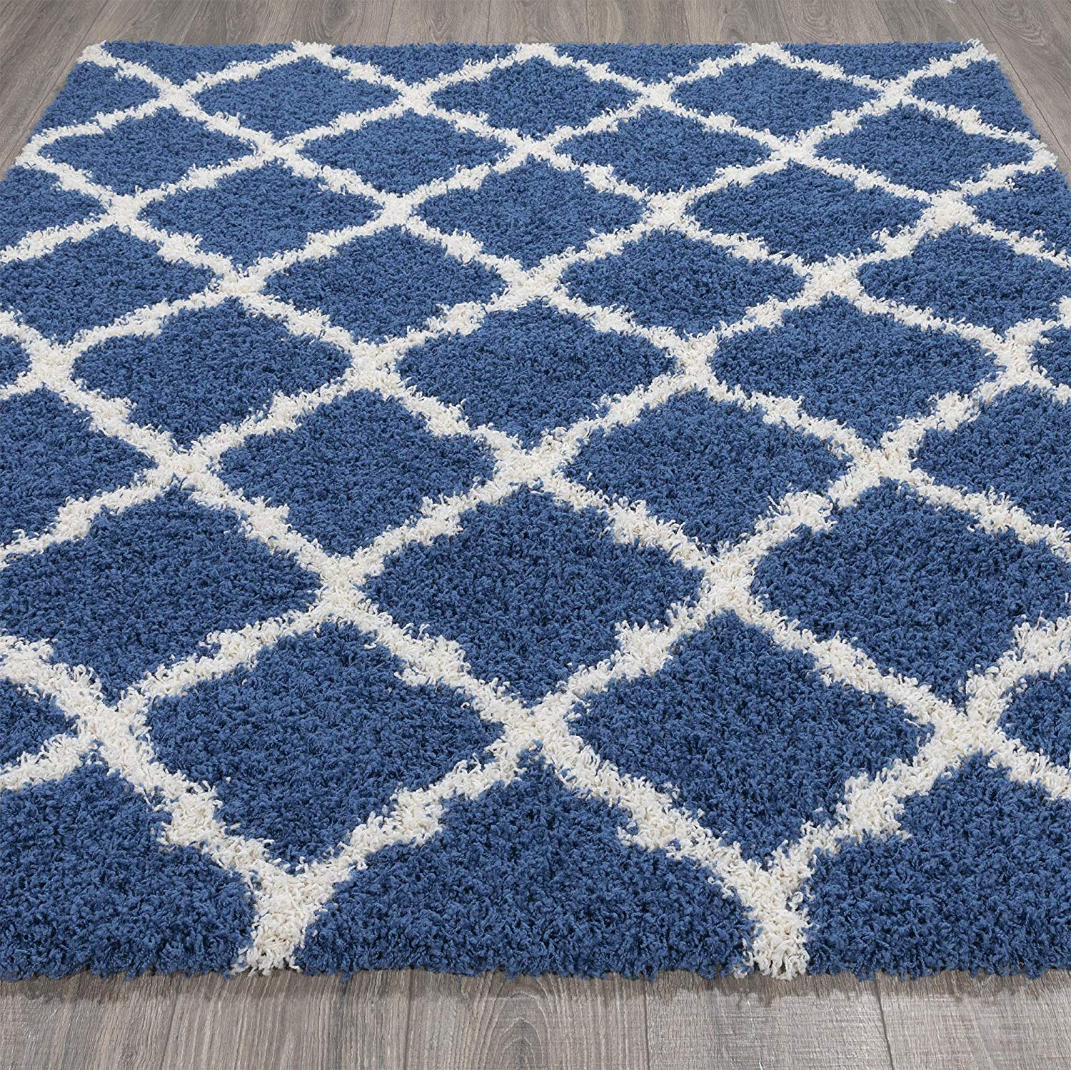 Contemporary Lattice Blue Carpet & Rug