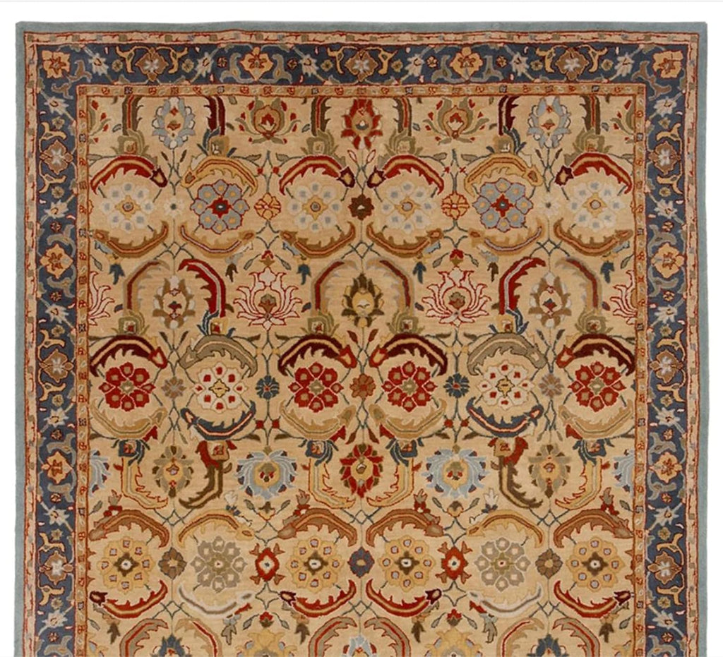 Vintage Beige Floral Border Rug