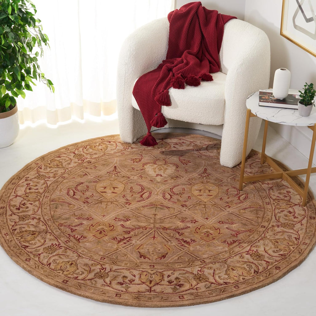 Export Quality Handmade Woollen Round Carpet – Timeless Floral Elegance