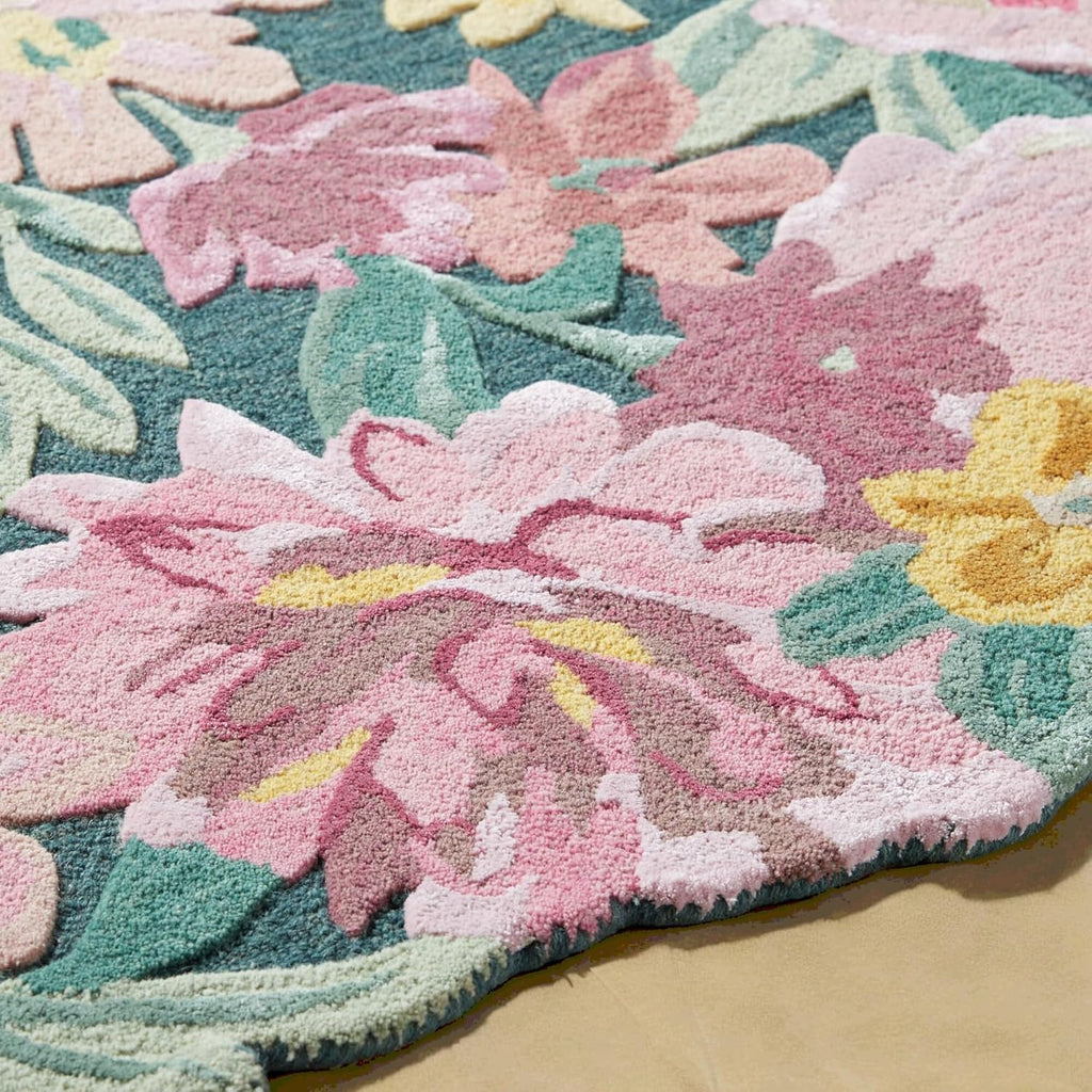 Pink Handcrafted Blossom Irregular Rug