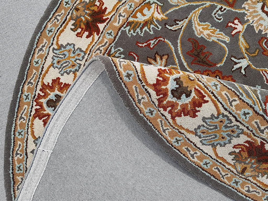 Export Quality Handmade Floral Woollen Round Carpet for Living Room