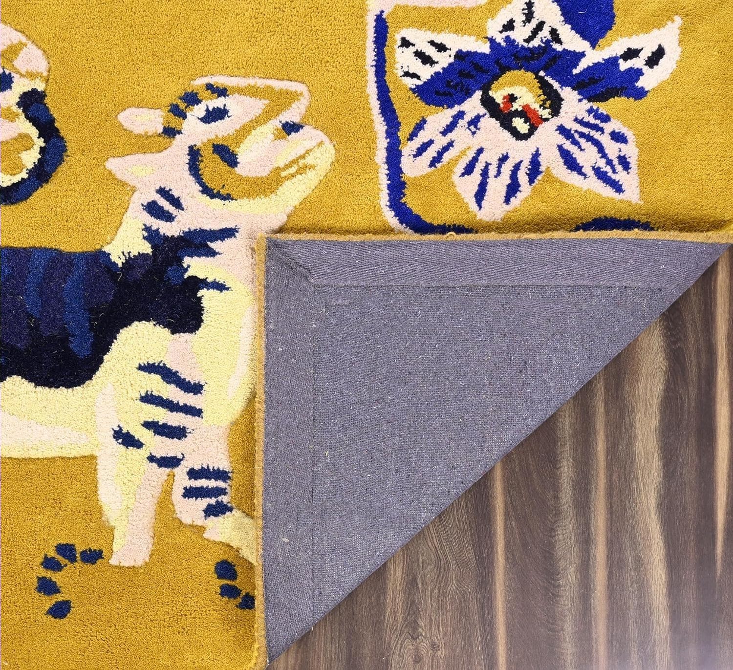 Handmade Colorful Roses Floral Wool Area Rug | Thick & Soft Carpet for Living, Bedroom & Kitchen Deco