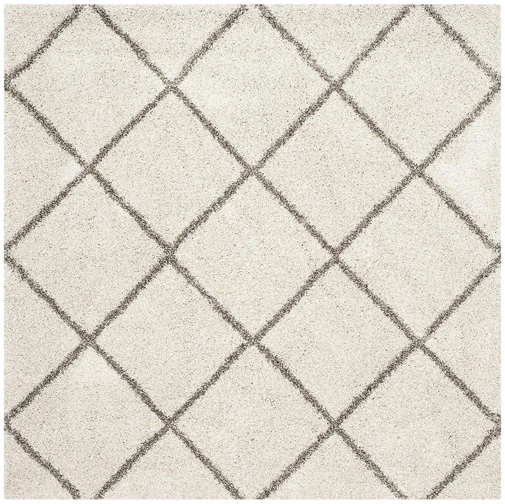Ivory Grey Diamond Grid Carpet