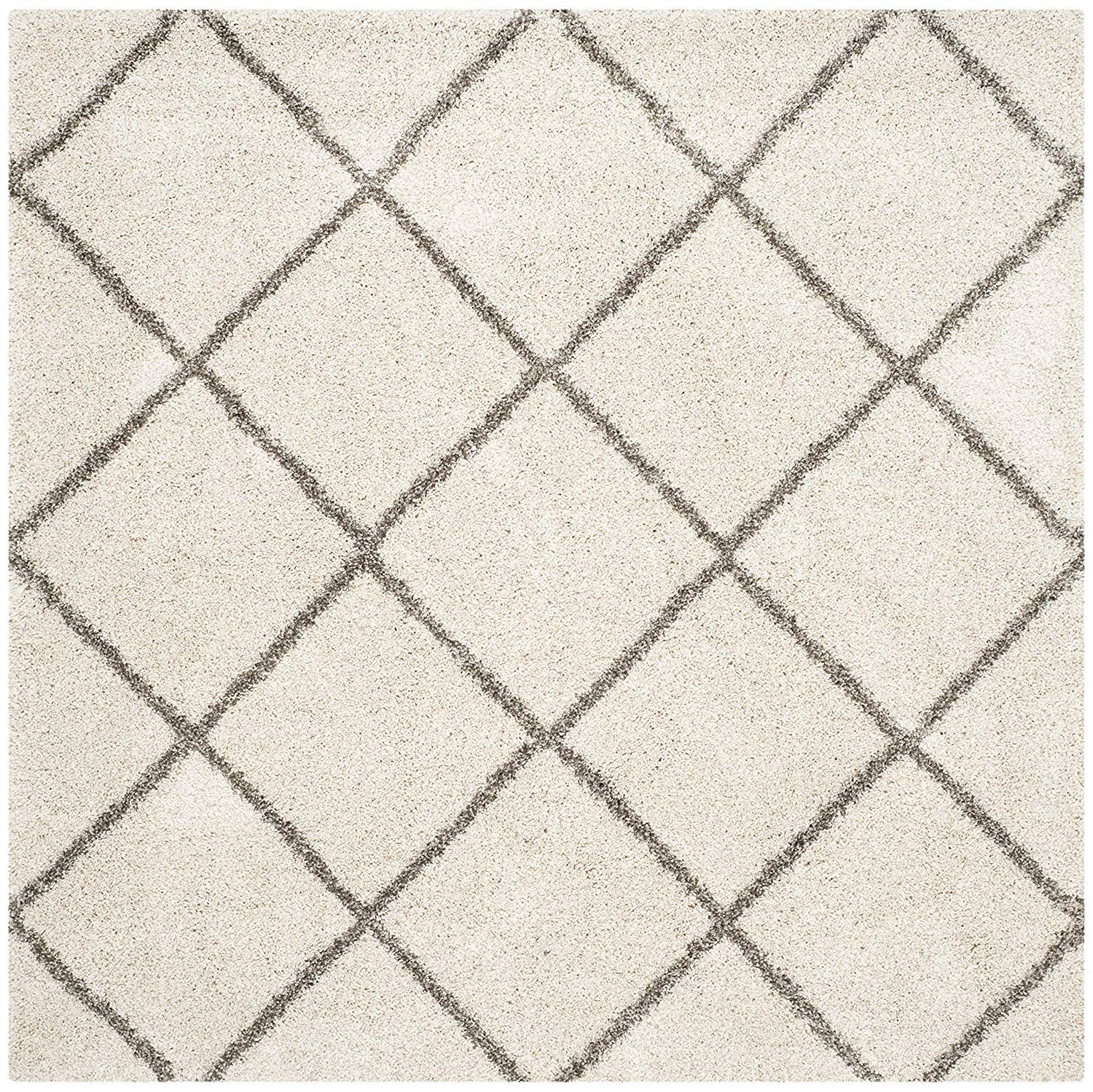 Ivory Grey Diamond Grid Carpet