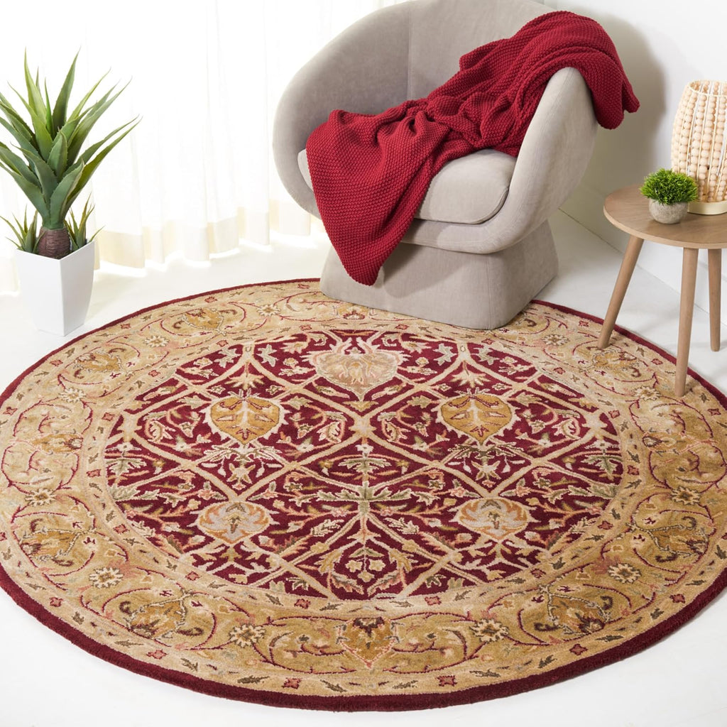 Export Quality Handmade Woollen Round Carpet – Timeless Floral Elegance