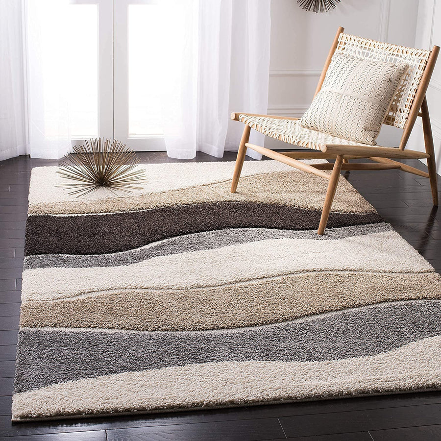 Modern Neutral Wave Designer Carpet & Rug