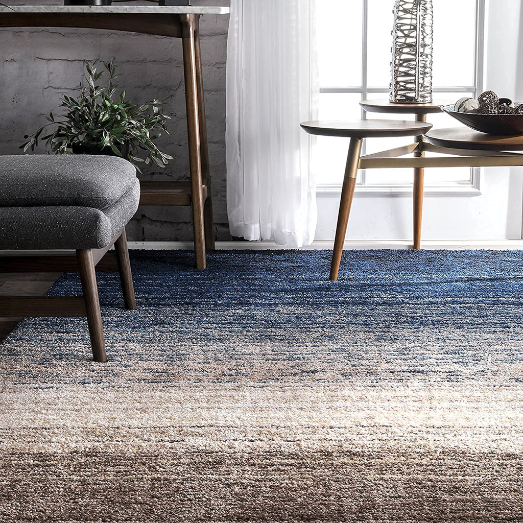 Modern Multi Tone Blue Floor Carpet