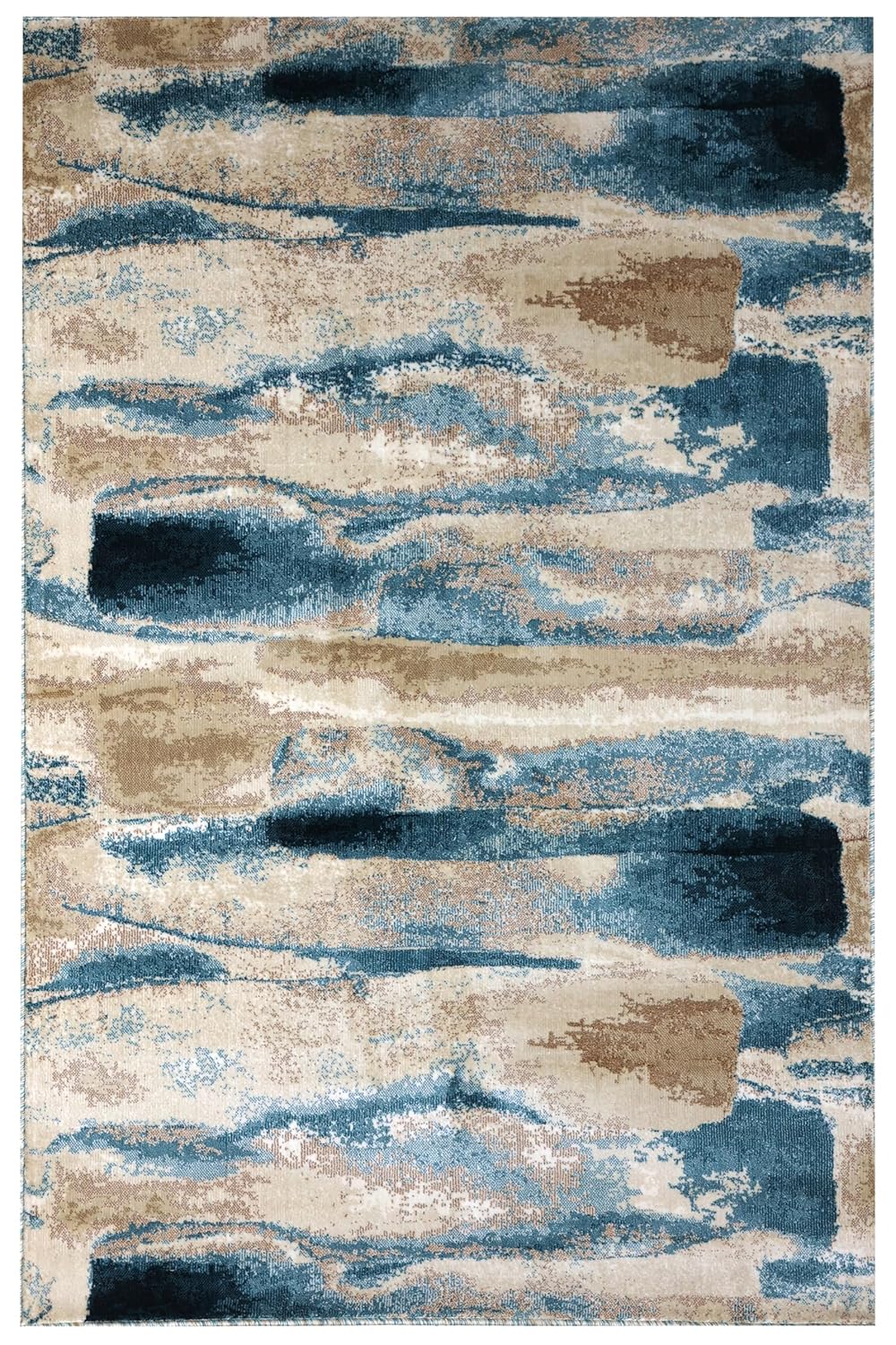 Modern Diagonal Brushstroke Blue Accent Rug