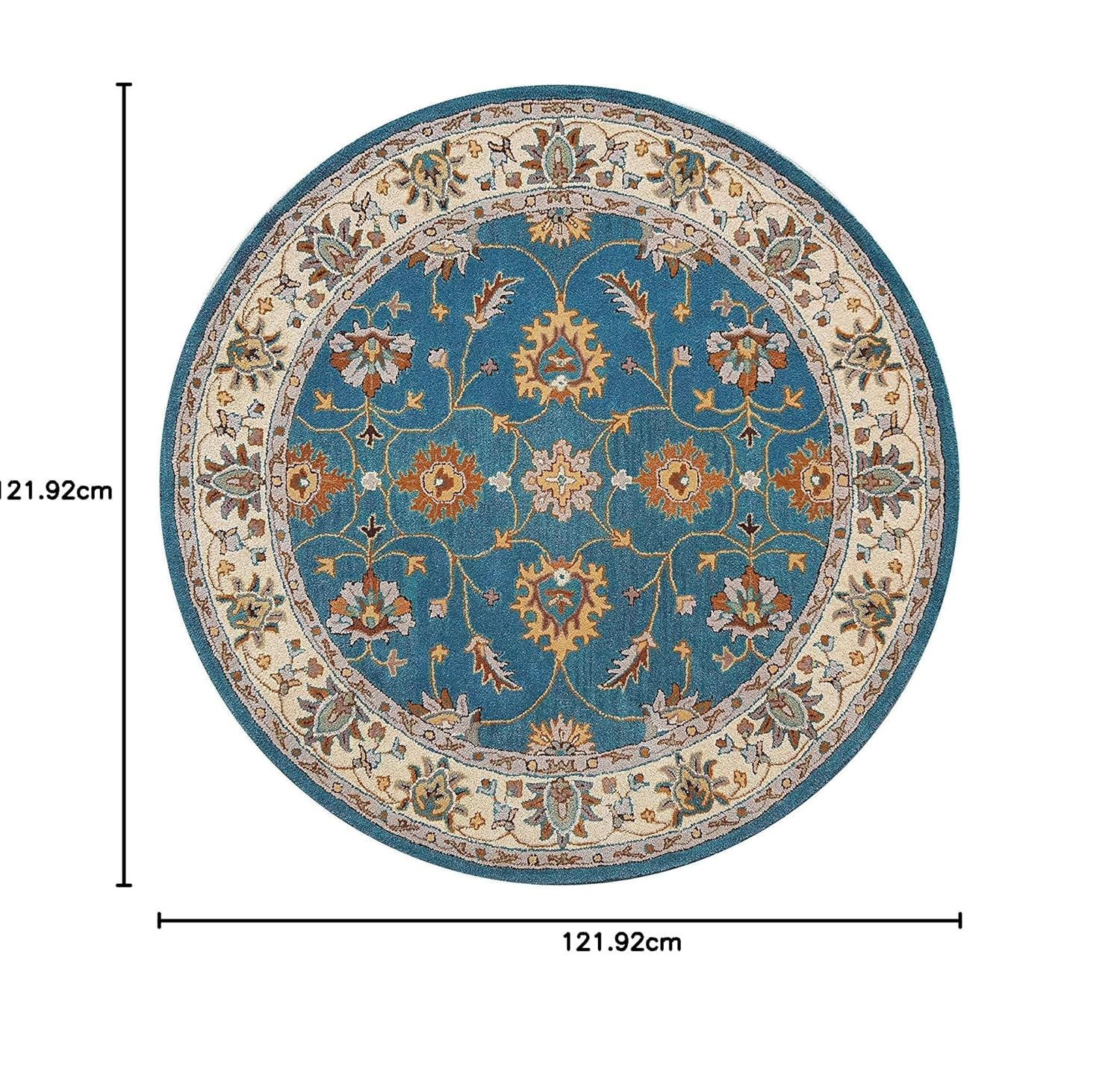 Export Quality Handmade Floral Woollen Round Carpet for Living Room