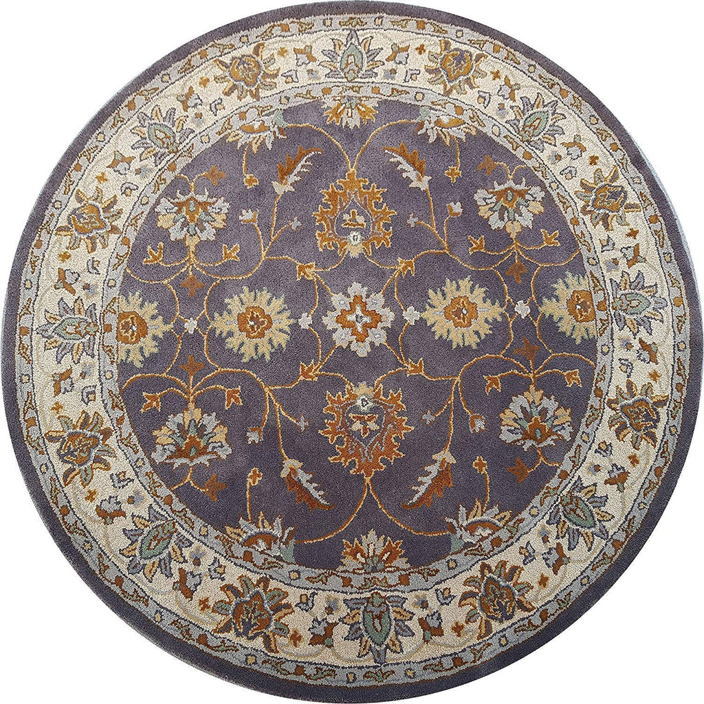 Export Quality Handmade Floral Woollen Round Carpet for Living Room