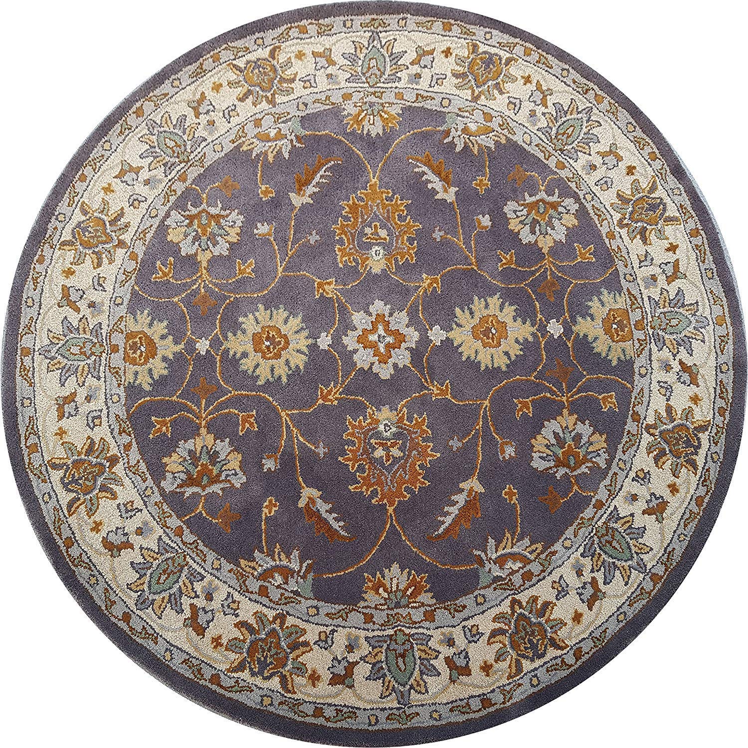 Export Quality Handmade Floral Woollen Round Carpet for Living Room