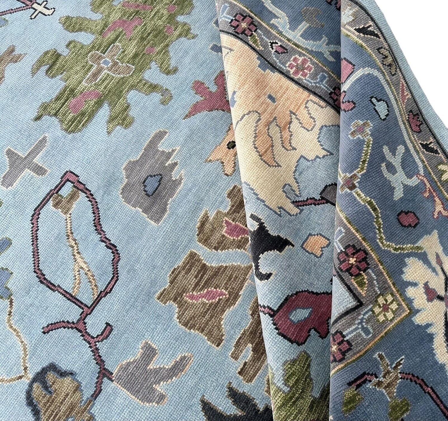 Hand Knotted Oushak Rug for Living Room, Dining Room, Office, Bedroom, Hand Knotted Wool Rug