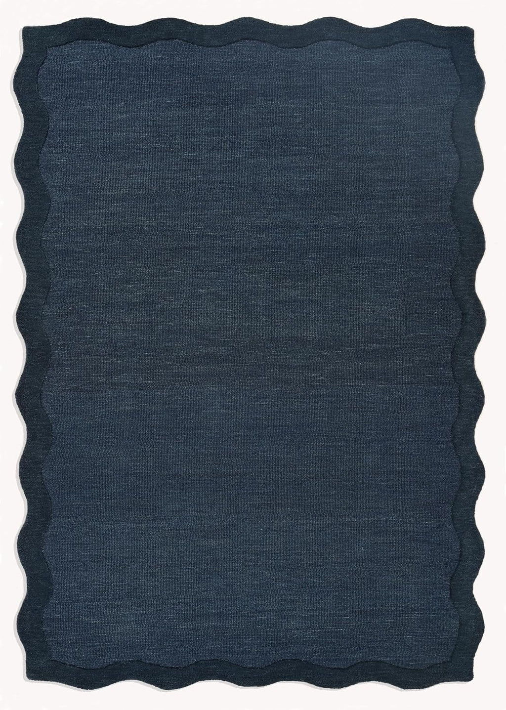 Elegant Navy Blue Scallop Edge Carpet