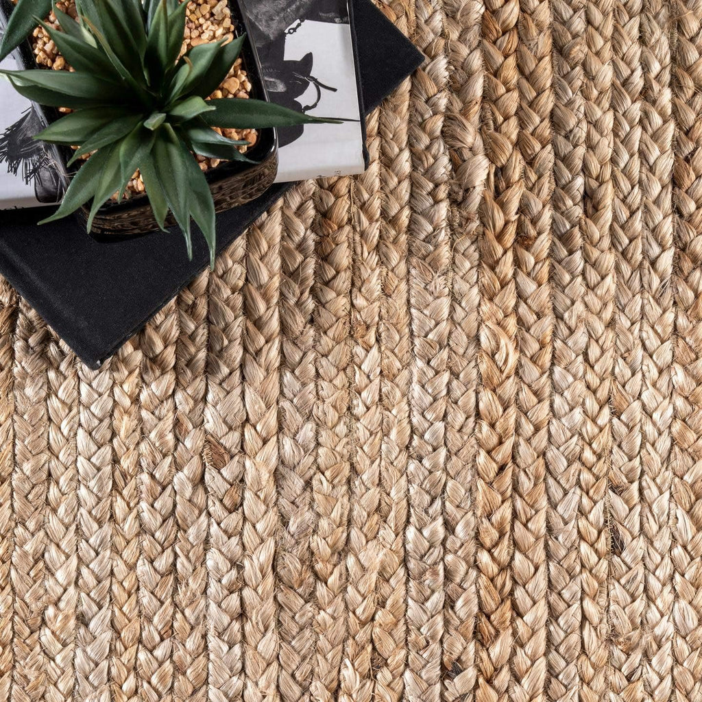 Beige Handwoven Jute Area Rug