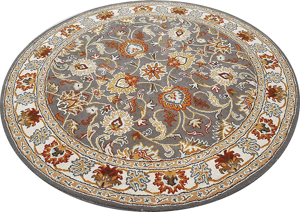 Export Quality Handmade Floral Woollen Round Carpet for Living Room