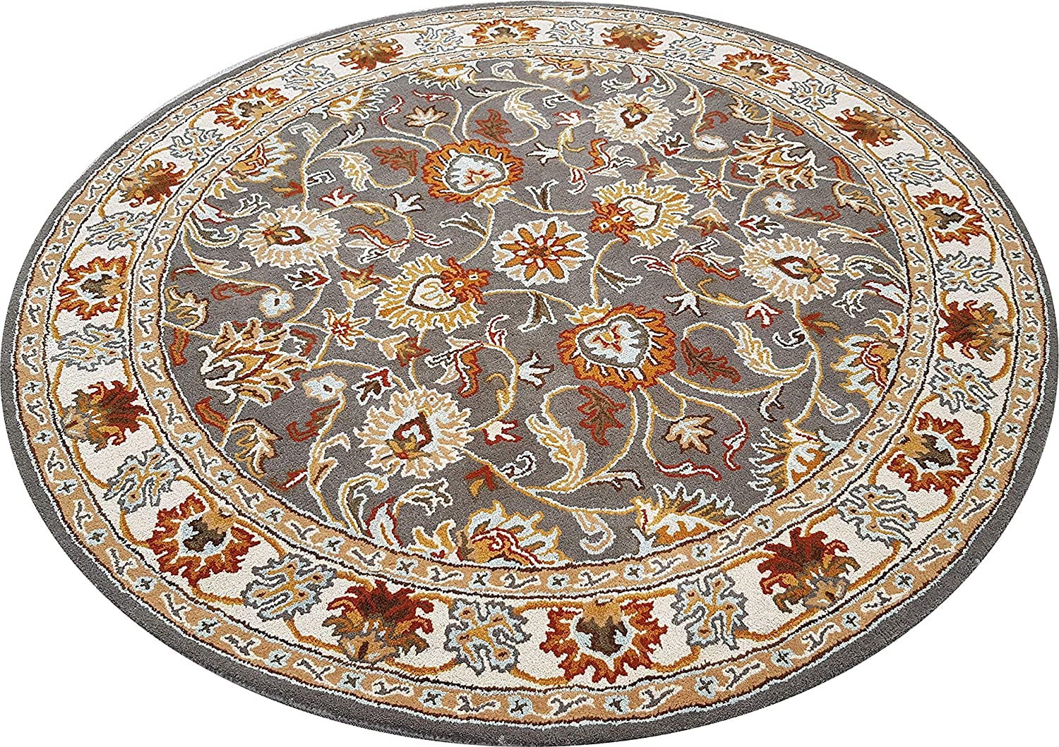 Export Quality Handmade Floral Woollen Round Carpet for Living Room